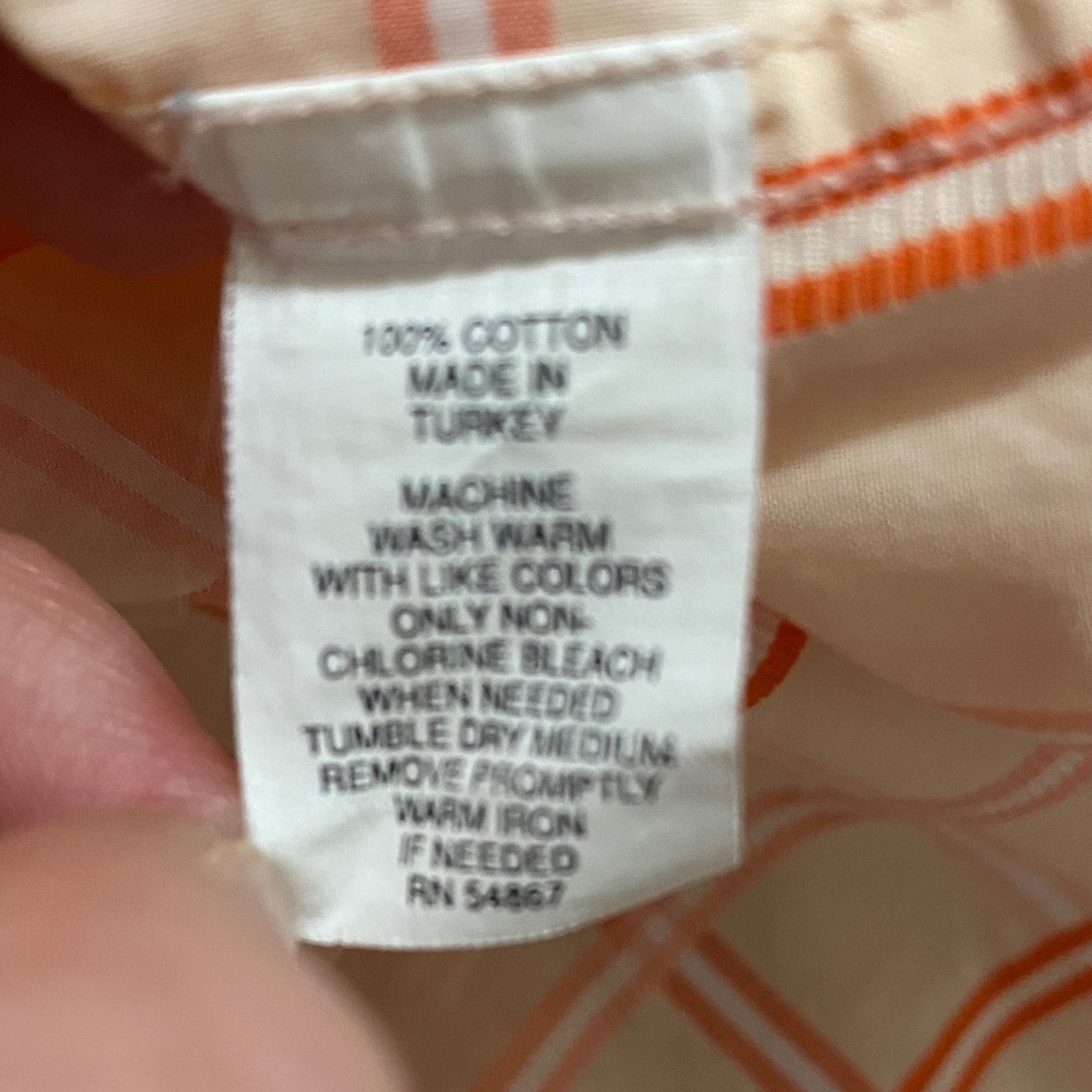 Express Men's Peach and Red Plaid Shirt - Picture 4 of 4